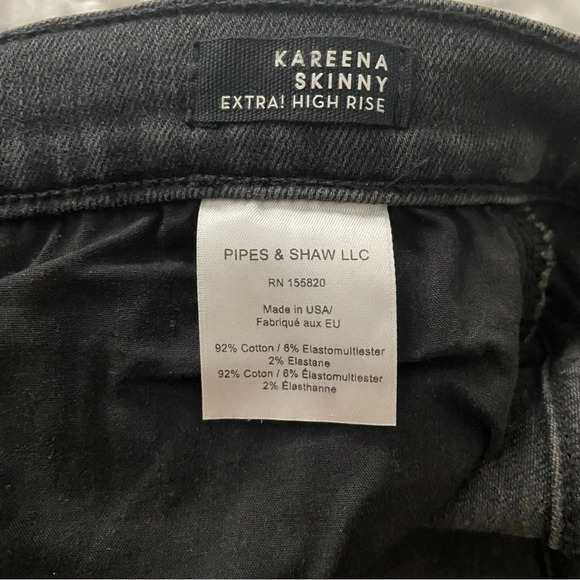 VERONICA BEARD Kareena  Ostrich Feather- Trimmed Skinny Jeans Charcoal Size 28/6 - Picture 7 of 13